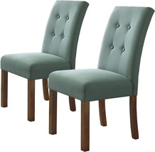 Homepop Home Decor | Set Of 2 Accent Dining Chairs, Aqua, Button Tufted - £171.03 GBP