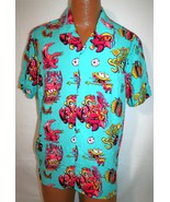 SPONGEBOB SQUAREPANTS Nickelodeon Acid Trip Art Button Down Rayon SHIRT ... - $37.63 CAD