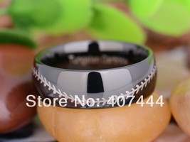 Free Shipping Hot Sales 8MM Black Dome Baseball Stitch New New Men&#39;s Tungsten Ca - £30.94 GBP