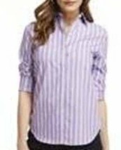 Womens Shirt Chaps Purple White Striped Long Sleeve Button Front $60-sz XS - £19.24 GBP