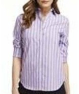 Womens Shirt Chaps Purple White Striped Long Sleeve Button Front $60-sz XS - £20.33 GBP
