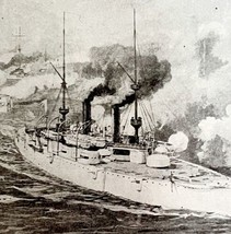 Olympia Battleship Manila Bay Spanish War Cuba 1899 Victorian Print DWV7C - £23.53 GBP