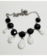 Vintage Costume Handmade Necklace Black White Tear Drop 12&quot; B65 - $29.47 CAD
