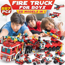 STEM Building Toys for Kids 25-in-1 Fire Truck Toys Building Block Set 557+Pcs - £21.02 GBP
