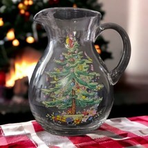 Spode Glass Pitcher LARGE 6 Qt 96oz Christmas Tree Christmas Holiday Vas... - $44.53