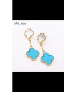 Turquoise and Mother of Pearl Quatrefoil Earrings - $75.47 CAD