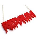 REDRUM NECKLACE 3.25" Red Acrylic Pendant The Shining Inspired Horror Halloween - $9.95