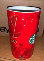 2013 Starbucks Christmas Mug 16 oz Travel Cup Tumbler Ceramic Black Drip  - £15.52 GBP