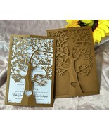 50pcs Tree Brown Wedding Invitations Cover Laser Cut Wedding Invite Cover - $53.80