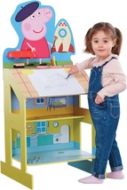 Peppa Pig 42&quot; Tall Wooden Play Easel Chalkboard Fun Drwaing 2-Story Pepp... - £39.86 GBP