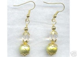 Yellow Green Drizzle Crystal Drop Earrings  - £10.19 GBP