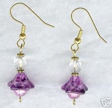 Spring Flower Purple Black Pink Earrings  - £11.99 GBP