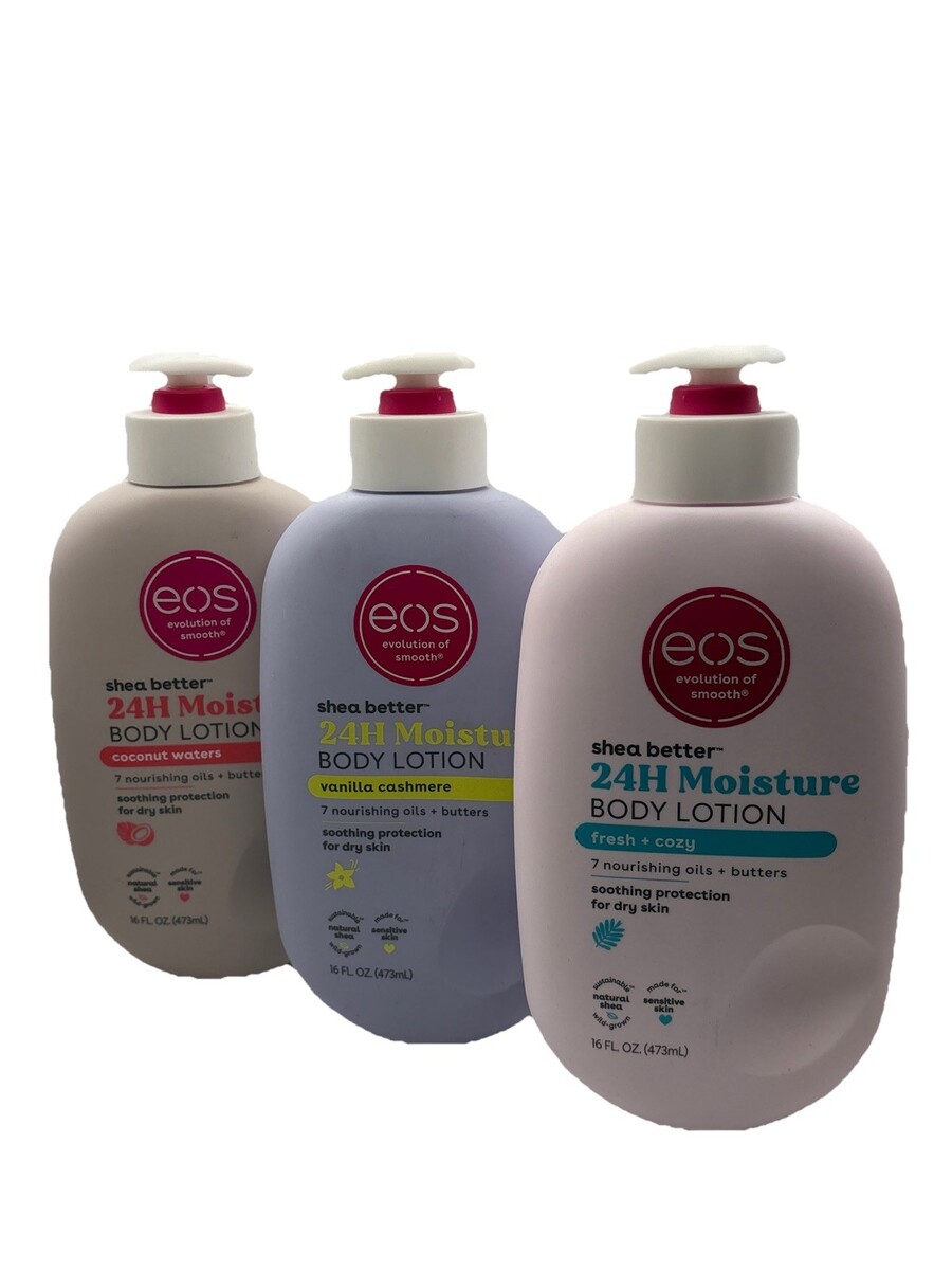 3pk EOS Shea Better Body Lotion Vanilla CashmereFresh  cozyCoconut Water 16Oz