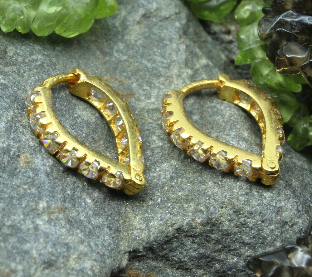 14k Yellow Gold Hinged Hoop EARRINGS - Pair - £79.16 GBP