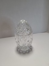 6-3/4&quot; Hand Cut Crystal Egg Candy Jar Dish Lid Pineapple - £43.66 GBP