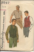 Simplicity Pattern 3547 Size 40 Men&#39;s Shirt In 3 Variations, Vest 2 Styles #1 - £3.99 GBP