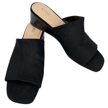 NYDJ Claudine Wedge Mule Sandals Black Canvas Slip-on 8 Patent Wedge New - £42.95 GBP