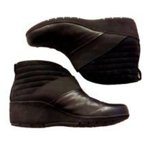 Aetrex Adele Black Quilted Leather Wedge Ankle Slipon Booties Size 10 - £66.96 GBP
