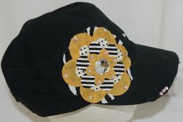 Pinky Bolle Brand Decorative Womans Hat Black Multi color Flower image 4