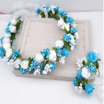 Flower Crowns Tiaras Bracelet 2Pcs Romantic Engagement Wedding Hair Accessories  - £16.96 GBP