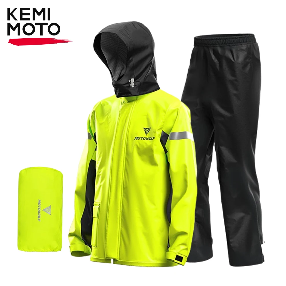 Motorcycle Raincoat Light Portable Men&#39;s Split Rain Jackets Pants Reflective - £67.33 GBP+