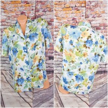 Alfred Dunner 12 Floral Print S/S Semi Sheer Shirt Blouse - £19.17 GBP