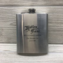 Motley Crue Whiskey Flask Wells Fargo Arena Des Moines IA 2/17/09 Rare Stainless - £47.32 GBP