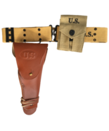 WWII M1936 Canvas Pistol Belt with Colt Tan Holster and .45 Colt Mag Pouch - $52.58 CAD