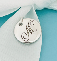 Tiffany Silver Letter M Alphabet Initial Round Circle Notes Charm Pendant - £134.43 GBP