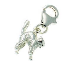 Sterling 925 British Silver Welded Bliss Clip On Charm, Small Cat Arched Back - $15.13