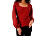 Girl With Curves Ponte Square Neck Blouse- Marsala Dot, XL - $19.79