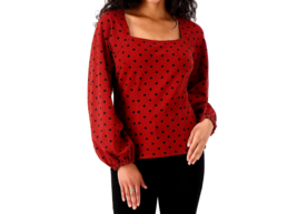 Girl With Curves Ponte Square Neck Blouse- Marsala Dot, XL - £15.81 GBP