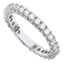 14k White Gold Womens Round Pave-set Diamond Eternity Wedding Band 2 Cttw - £2,391.16 GBP