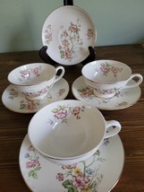 Vintage Homer Laughlin Eggshell Georgian  cups and saucers flowers - $46.75