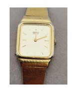 Seiko Watch Women Gold Tone Square Dial New Battery 1400-5090 JAPAN Vtg - $49.99