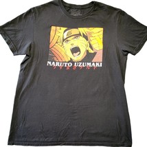 Naruto Uzumaki Men T-Shirt Size L Black Anime Classic Short Sleeve Crew Kidcore - £9.85 GBP