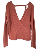 Jessica Simpson Women&#39;s V Plunge Knit Sweater Long Sleeve  Size S Orange - £21.01 GBP
