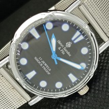 Mechanical Henri Sandoz &amp; Fils Vintage Swiss Mens Black Watch 594b-a311992-6 - £19.60 GBP
