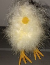 Chick Decor Fuzzy Easter Figure 4&quot; Yellow Feathers Standing Tabletop Styrofoam - £7.99 GBP