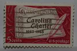 Vintage Stamps American America Usa States 5 C Cents Carolina Charter X1 B11 - £1.40 GBP