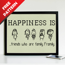 Happy Friends Quote Free cross stitch PDF pattern - £0.00 GBP