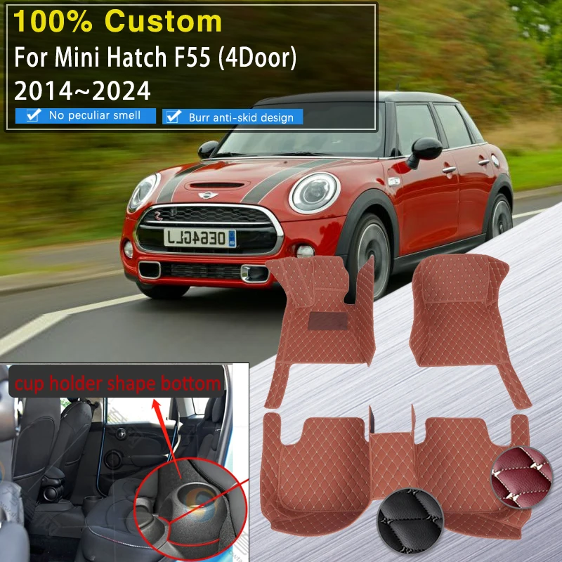  floor mats for bmw mini hatch hardtop cooper one f55 2014 2024 4door hatchback leather thumb200