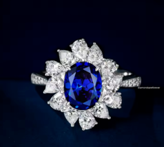 Stunning Colombian Blue Oval Cut Jewelry European and American Ring Unique Ring - $280.03