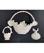 Home Interior Burwood White Hobnail Basket Wall Pocket Planters 3 Pieces... - $10.89