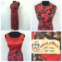 Peck and Peck Dress size XS S Vintage 1960s Red 2-Piece Sheath w/ Waist Bow DS6 - £16.47 GBP