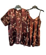 Secret Treasures Womens Small Brown Floral Satin Chemise Nightgown &amp; Rob... - €8,67 EUR