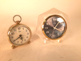 Vintage Alarm Clocks, Elgin, Lot of Two, Lucite, Chrome, Running, C-9 - £25.87 GBP