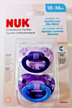 Nuk Orthodontic Pacifier 18-36m Purple Bicycle and Leaf Vein Pattern, 2 ... - $9.49