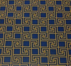 DEC-ART Designs Greek Key Gold Yellow Blue Gros Point Velvet Fabric By The Yard - £28.39 GBP