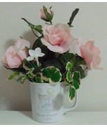 Precious Moments 1985 Pink Floral Arrangement Coffee Mug - $10.95